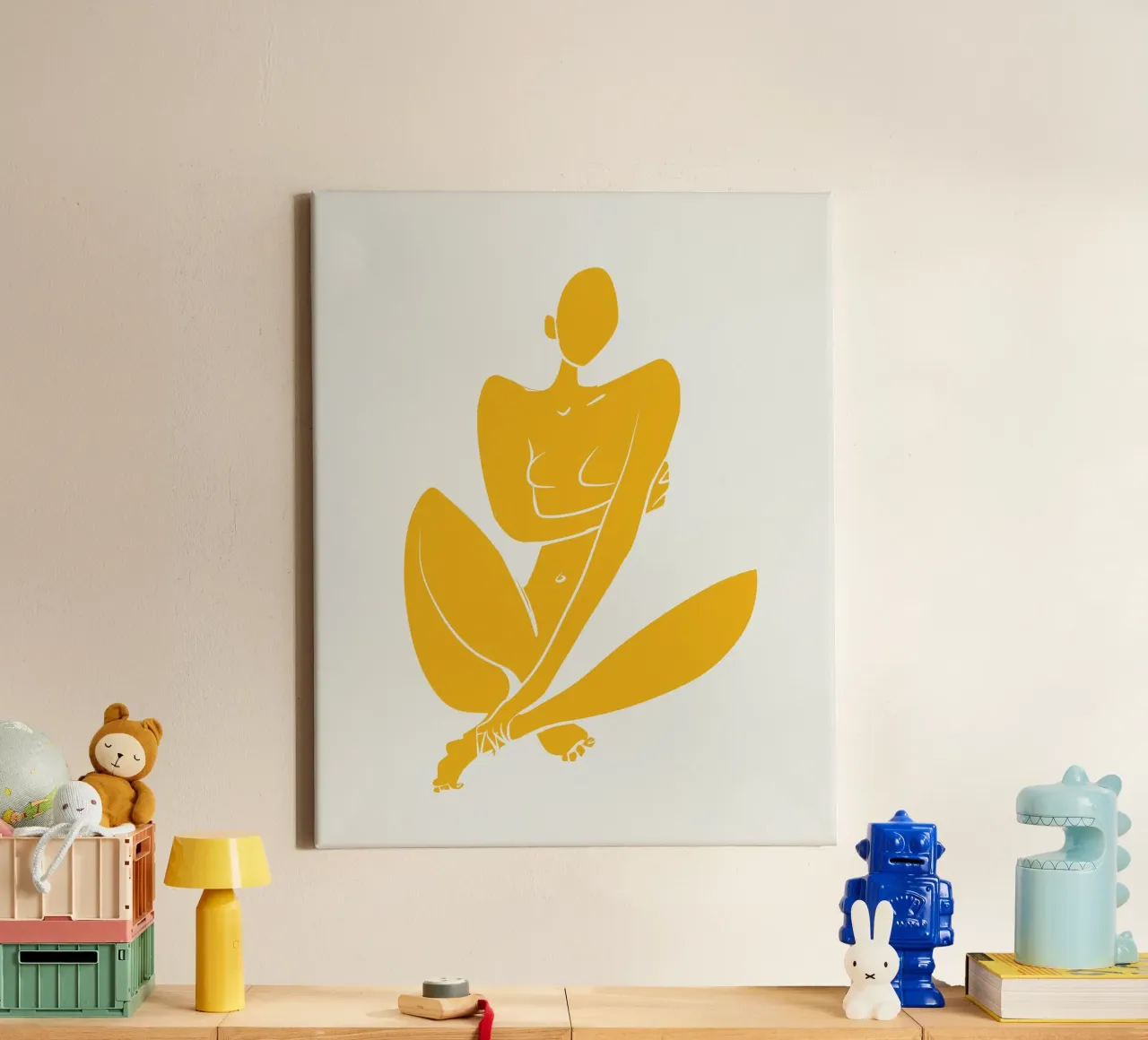Nudo in giallo tela con Cornice a cassetta da Little Dean