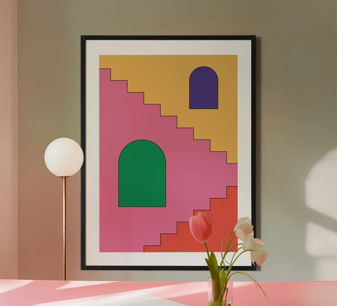 Scala retrò vibrante poster con telaio in alluminio da galihstudio