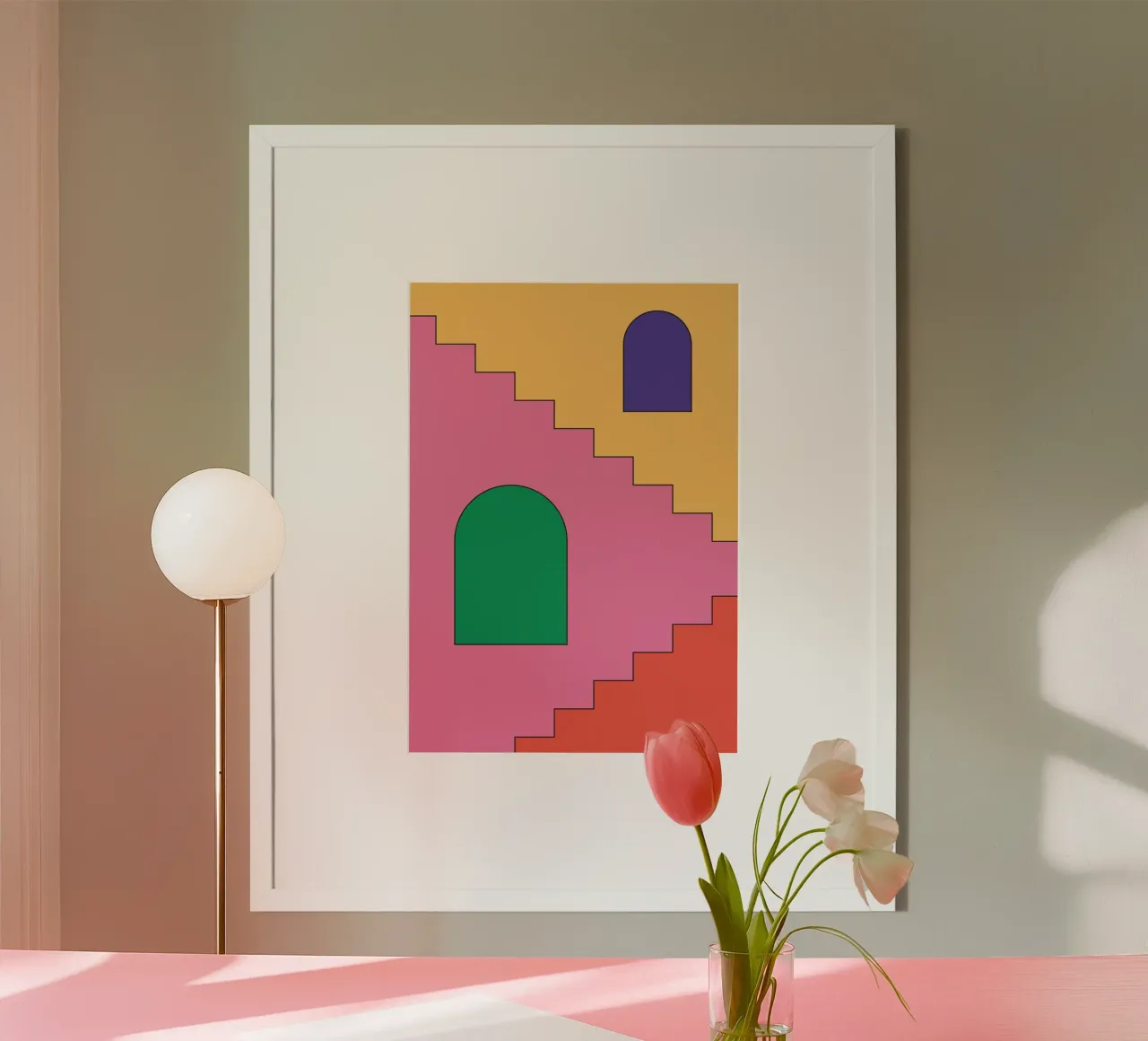 Scala retrò vibrante poster con telaio in alluminio da galihstudio