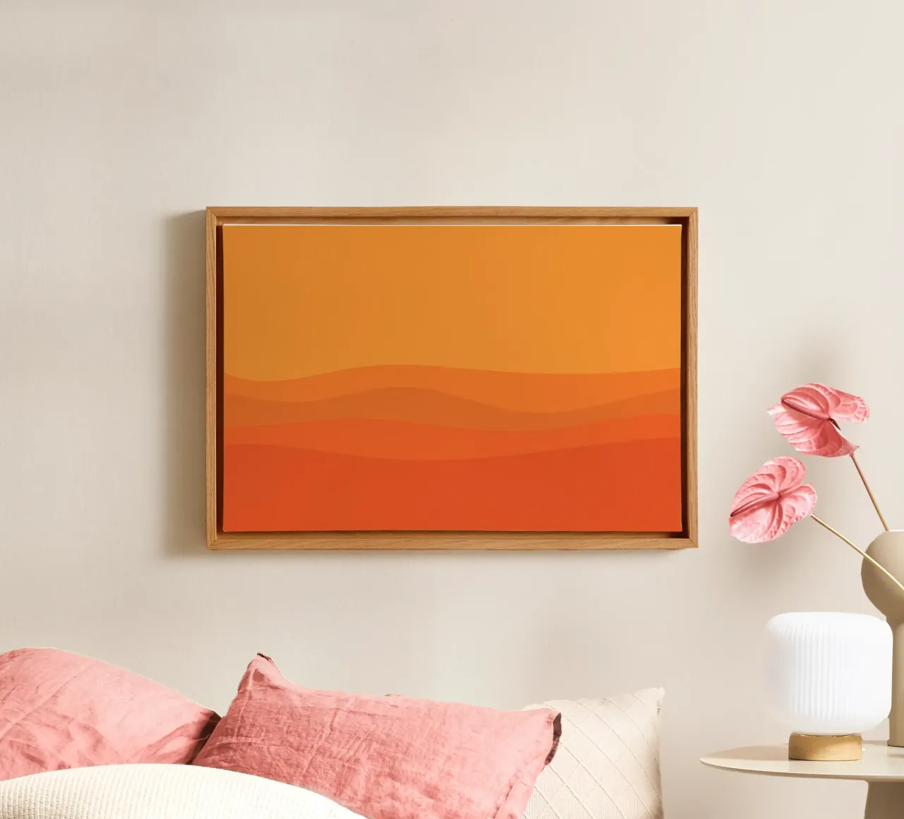 Wave Desert Landscape View canvas with Floater frame by galihstudio