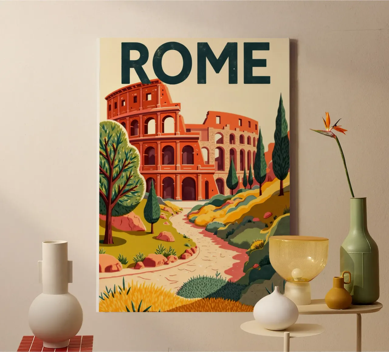 Rome canvas met Baklijst van Artsy Bessy