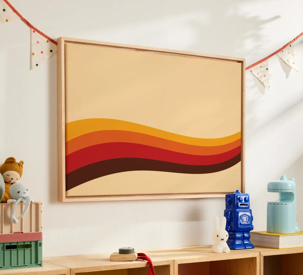 Line Strip Retro Old canvas with Floater frame by galihstudio