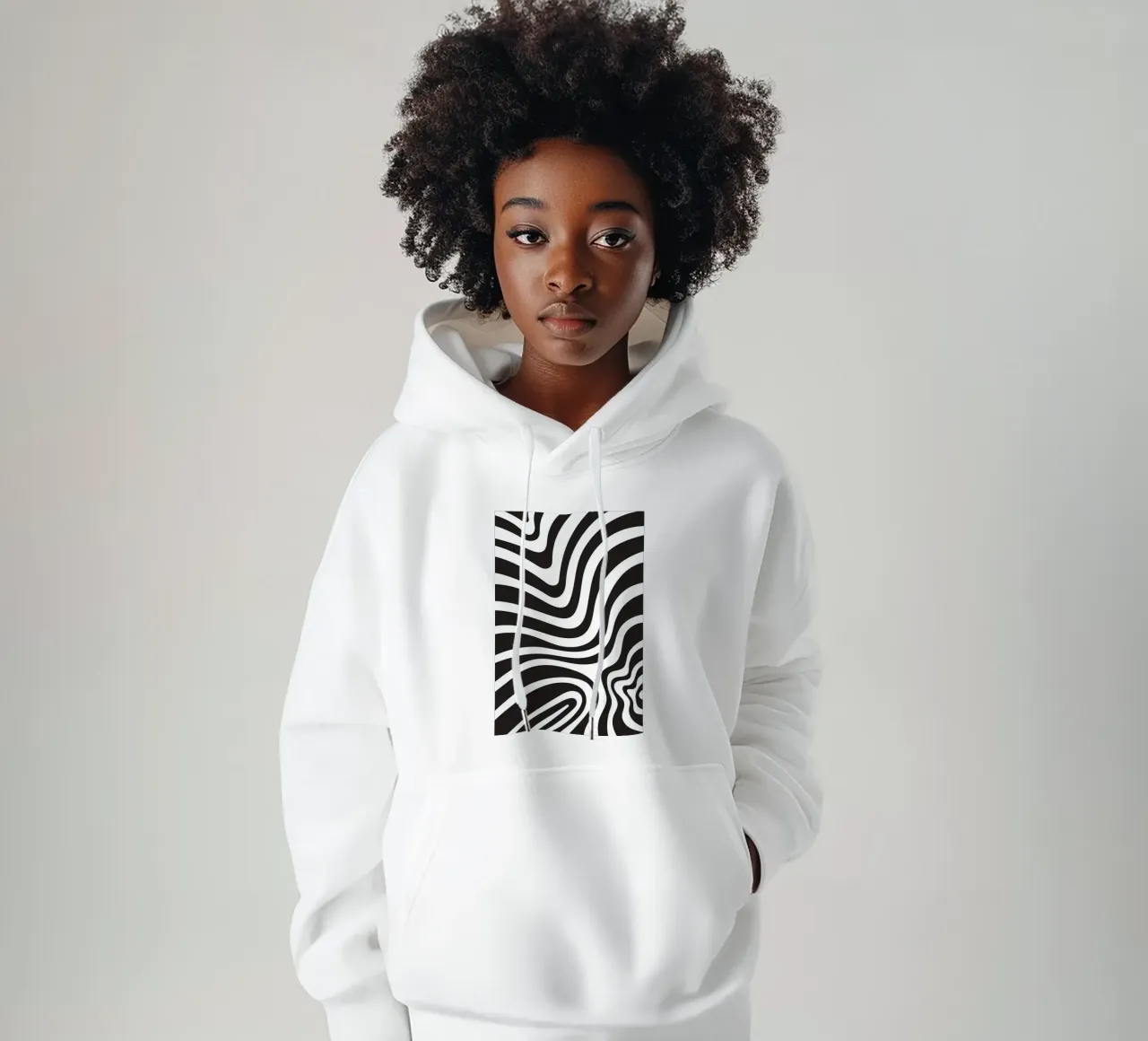 Linea strip twirl monocromatica felpa con cappuccio da galihstudio