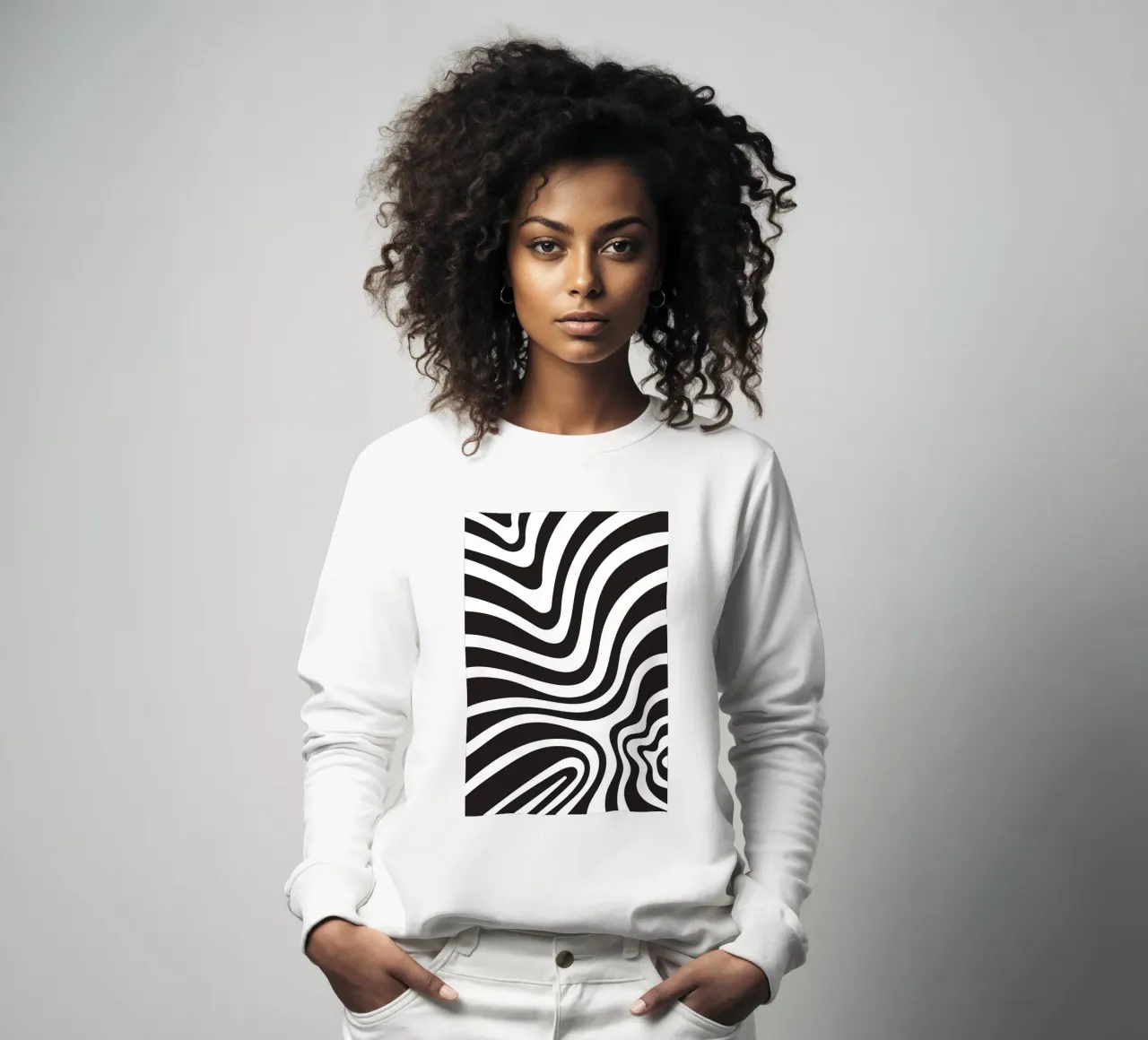 Line strip twirl monochrome sweatshirt by galihstudio
