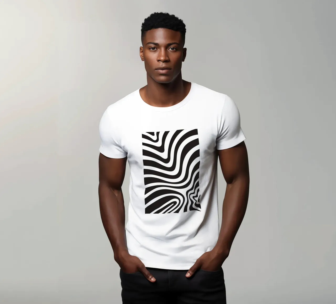 Linea strip twirl monocromatica t-shirt da galihstudio