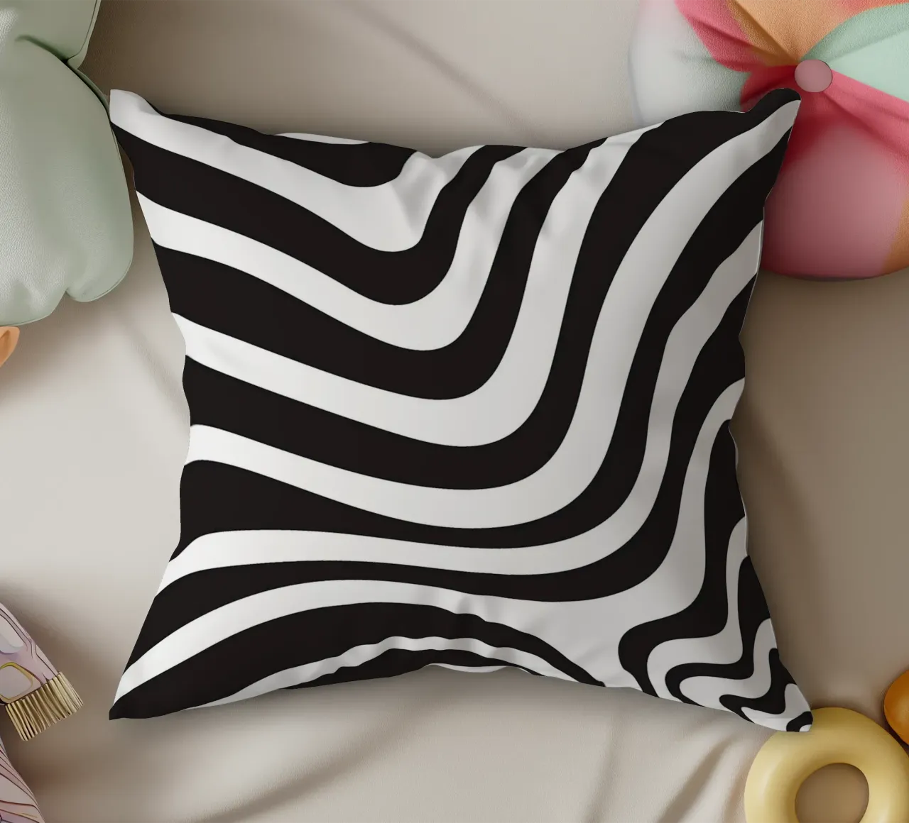 Linea strip twirl monocromatica cuscino da galihstudio