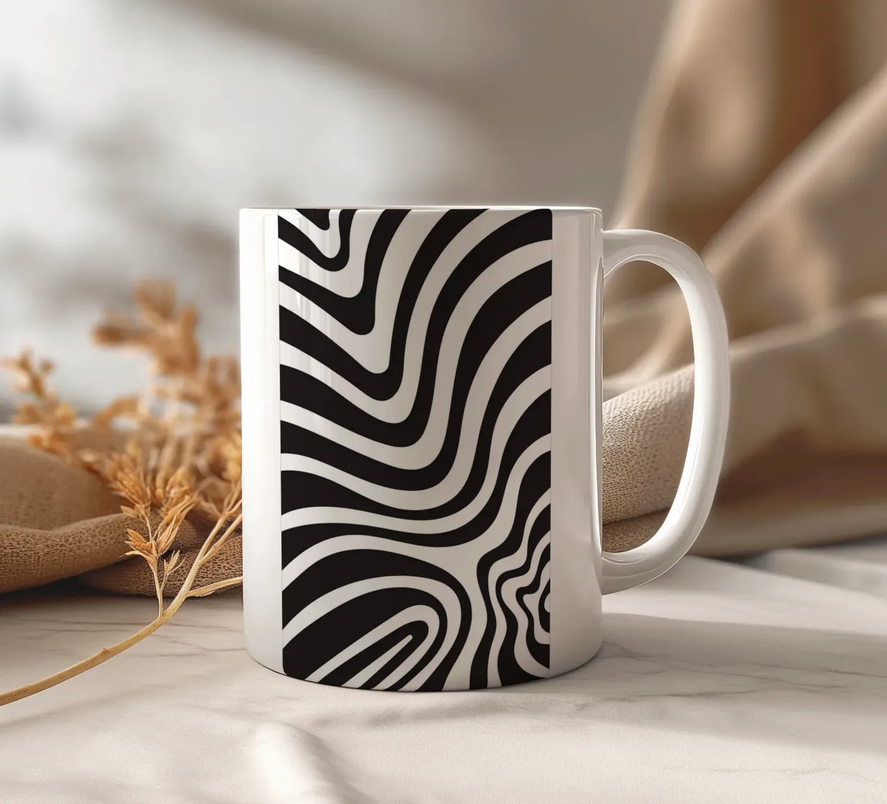 Linea strip twirl monocromatica tazza in ceramica da galihstudio