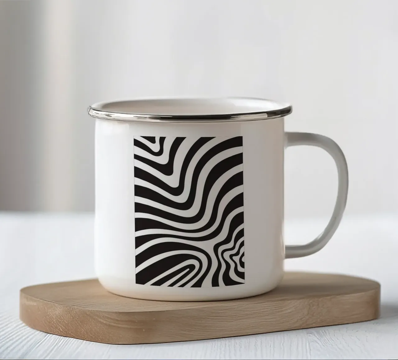 Linea strip twirl monocromatica tazza in smalto da galihstudio