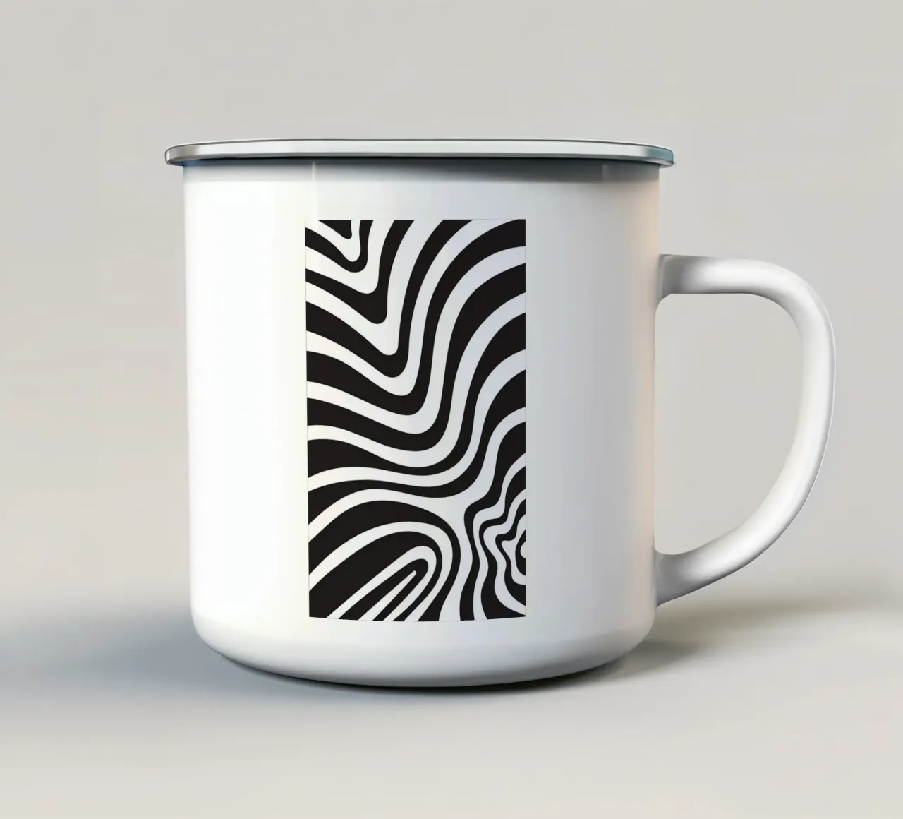 Linea strip twirl monocromatica tazza in smalto da galihstudio
