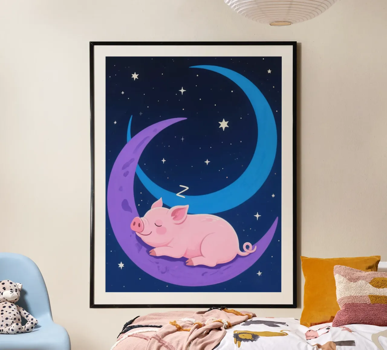 Piggy da sogno poster con telaio in legno da knowledge