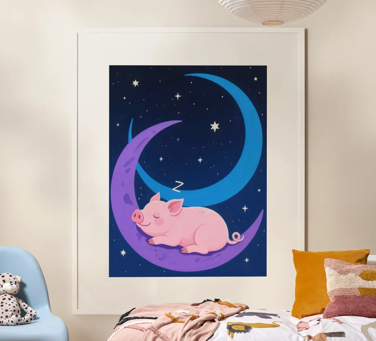 Piggy da sogno poster con telaio in legno da knowledge