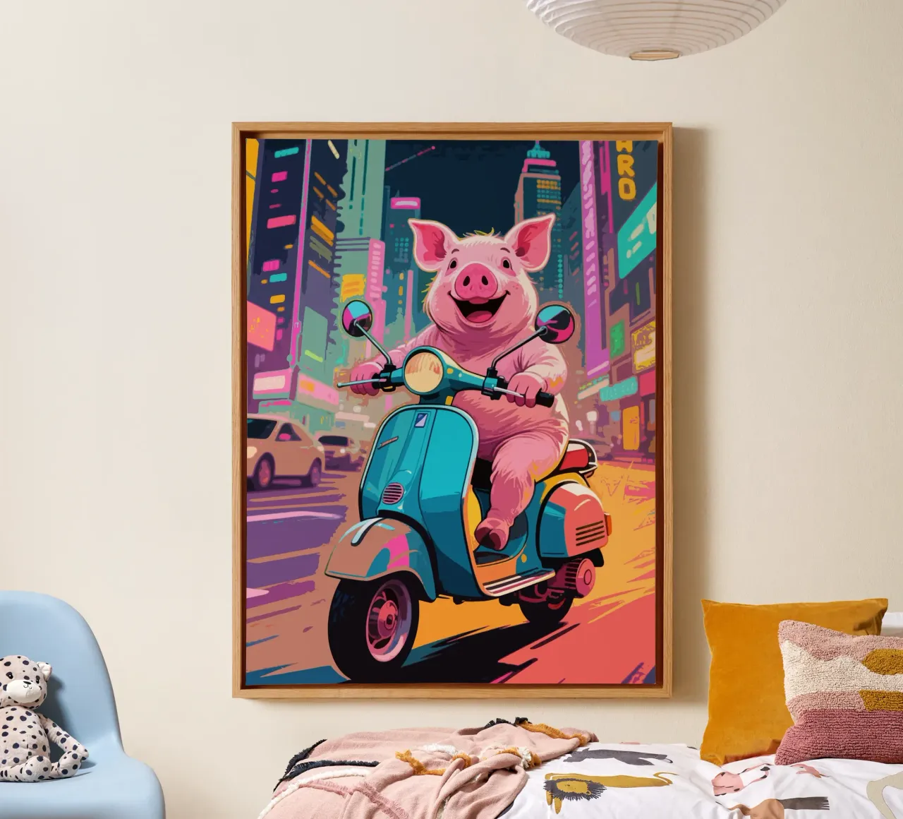 Piggy in viaggio tela con Cornice a cassetta da knowledge