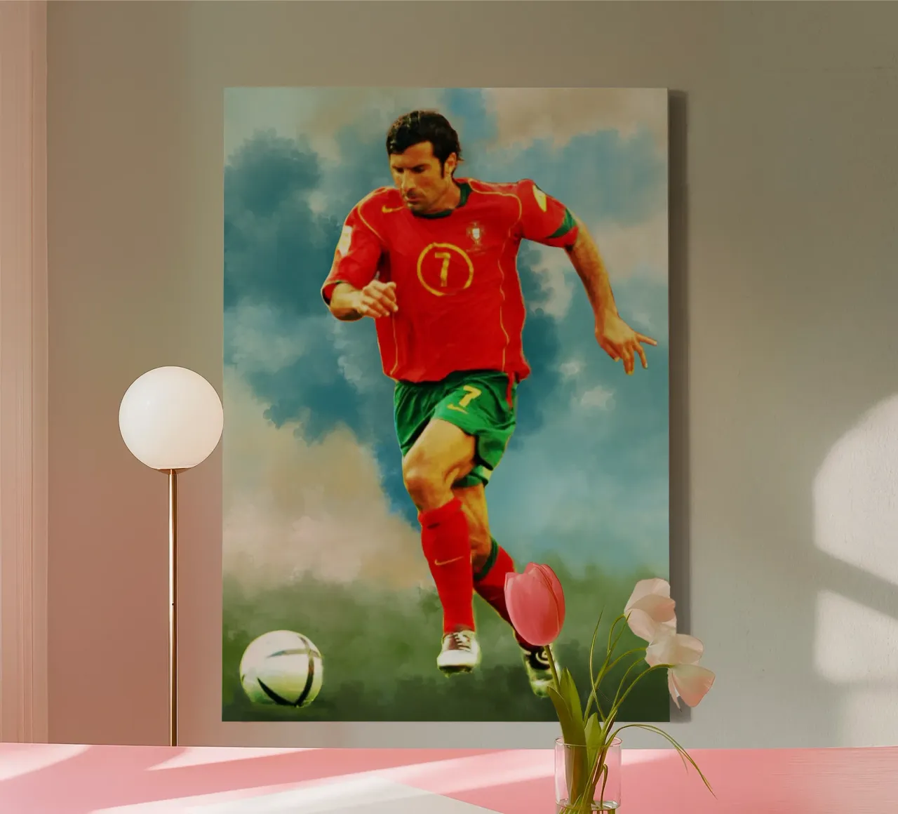 Luis Figo Portugal legendary footballer canvas with Floater frame by Lembayung art