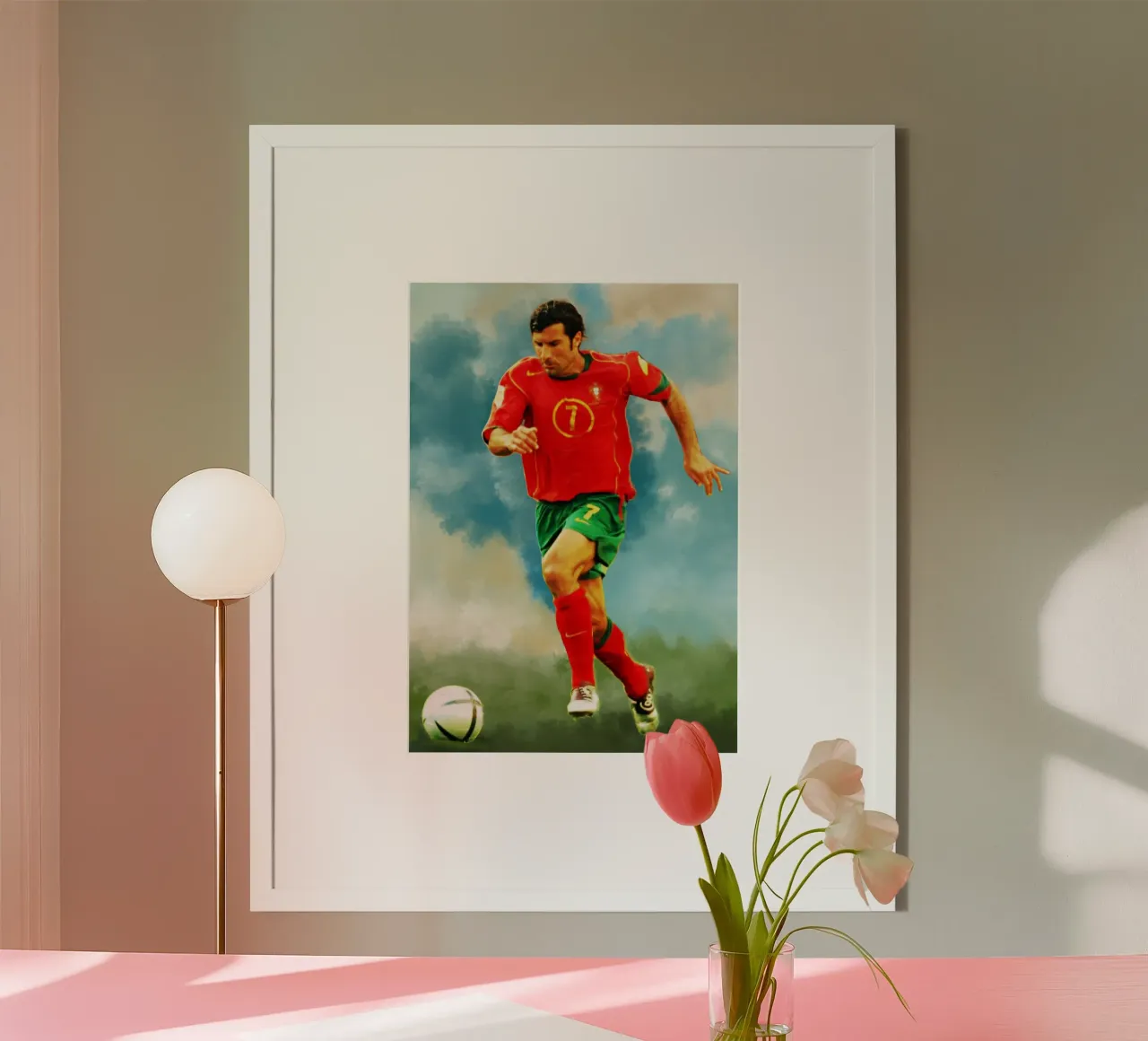Luis Figo Portogallo leggendario calciatore poster con telaio in plastica da Lembayung art