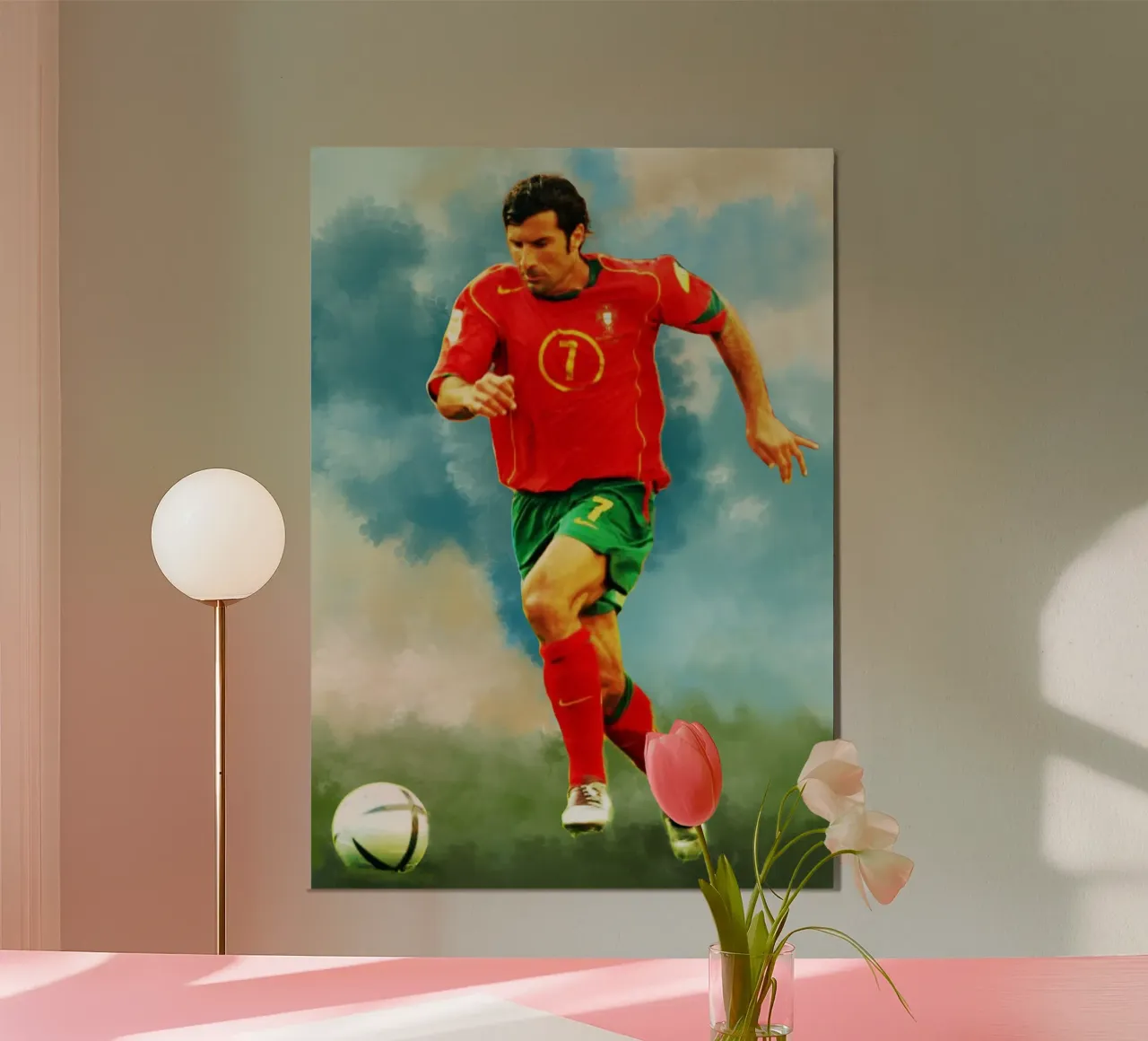 Luis Figo Portogallo leggendario calciatore poster con telaio in plastica da Lembayung art