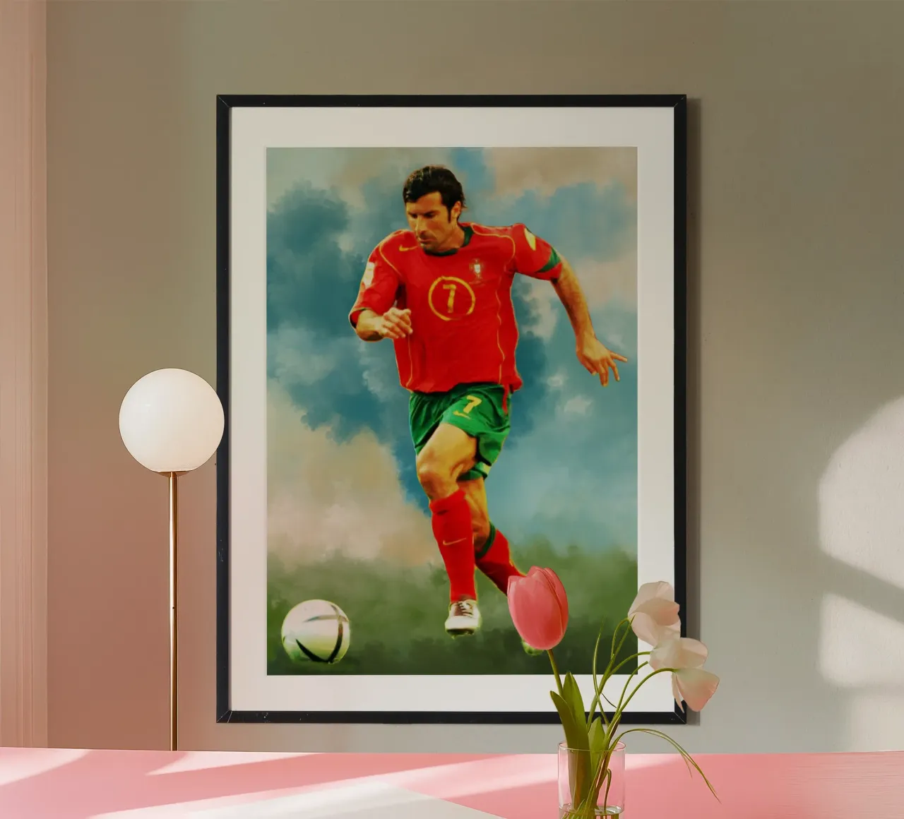 Luis Figo Portogallo leggendario calciatore poster con telaio in plastica da Lembayung art