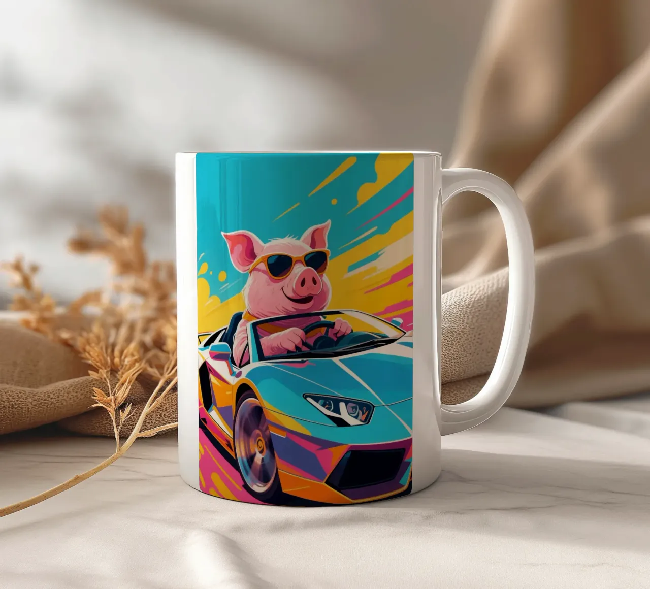 Pig Supercar tazza in ceramica da knowledge