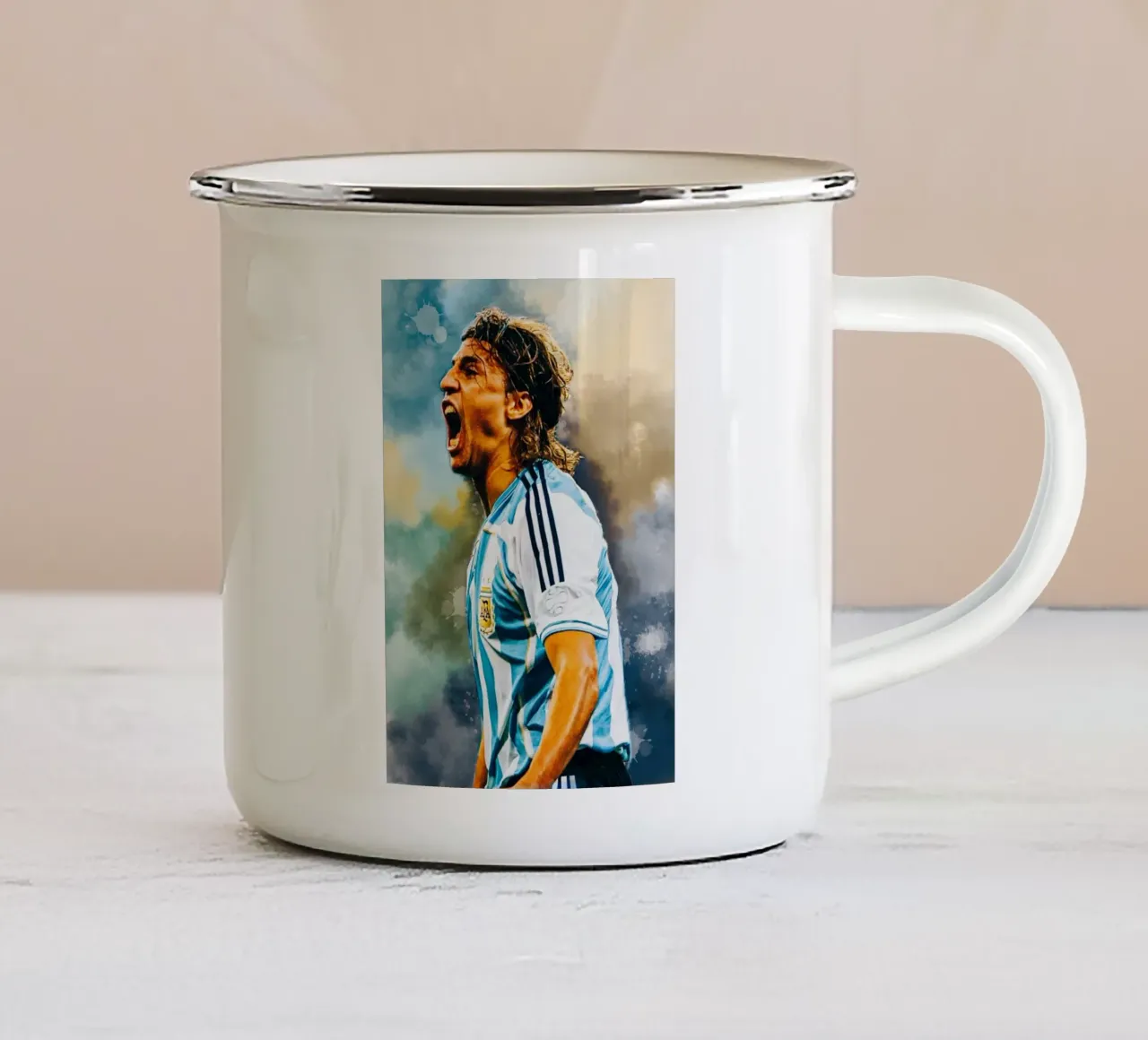 Hernan Crespo - Argentina tazza in smalto da Lembayung art