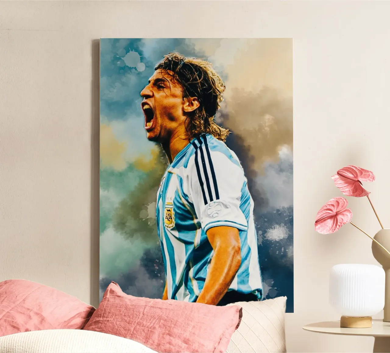 Hernan Crespo - Argentina canvas with Floater frame by Lembayung art