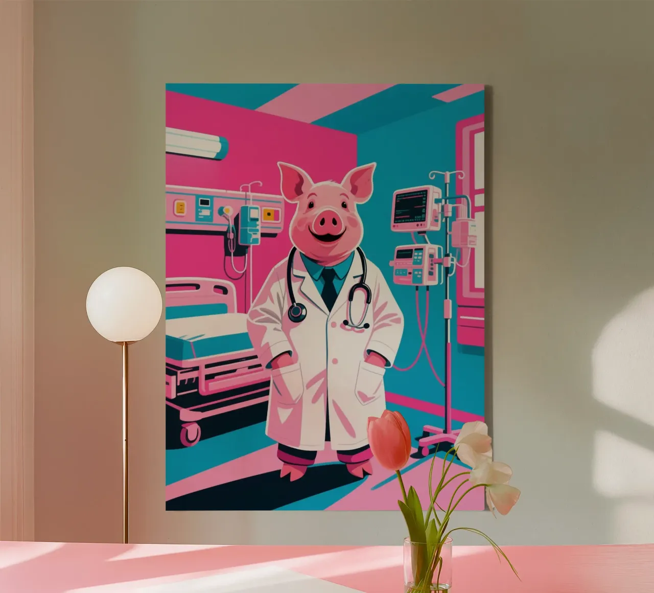 Dokter Piggy canvas met Baklijst van knowledge