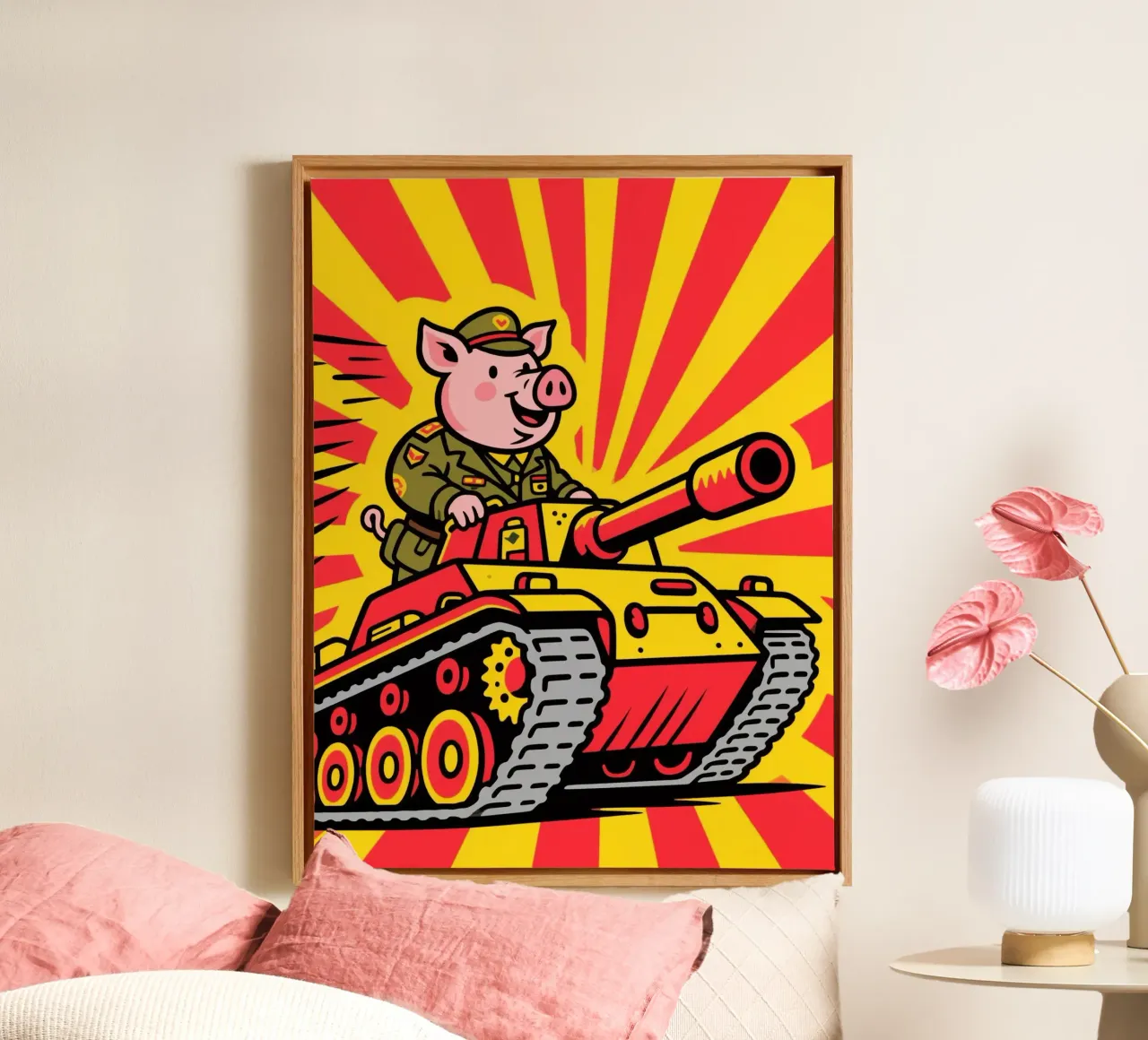 Grappig varkentje oorlog canvas met Baklijst van knowledge