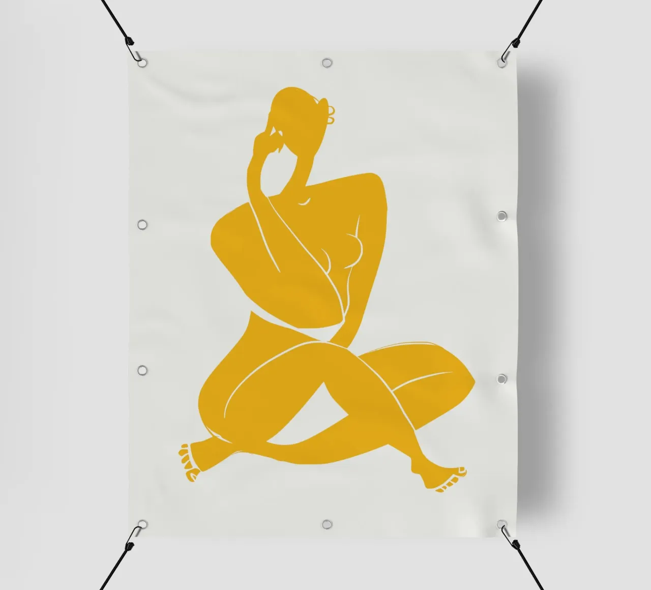 Nudo su giallo 02 telo in pvc da Little Dean