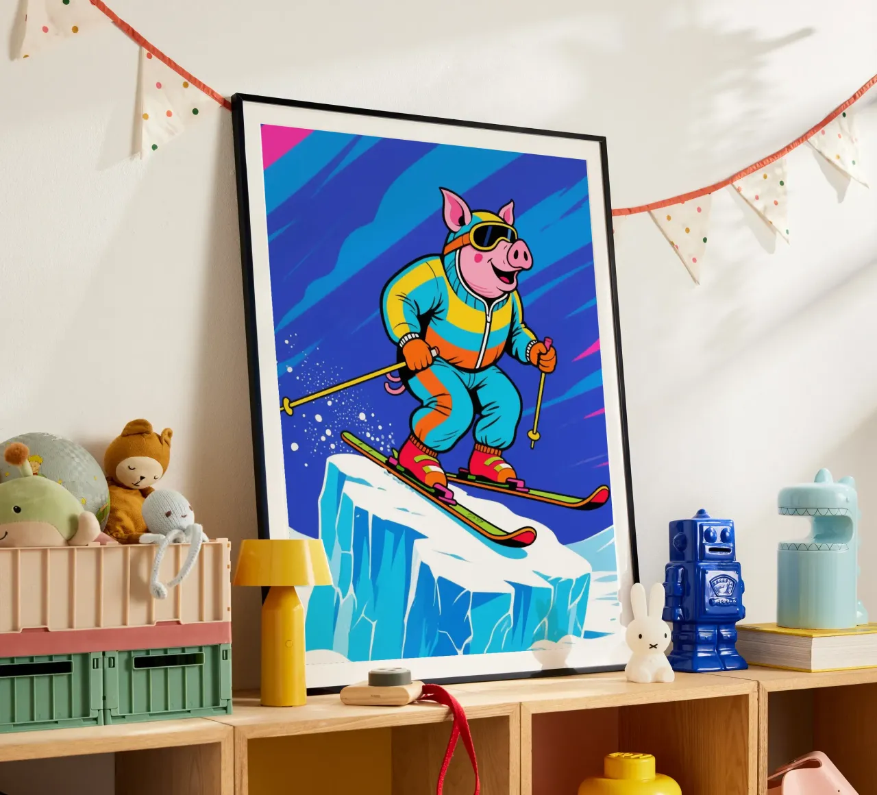 Sci a forma di maialino poster con telaio in plastica da knowledge