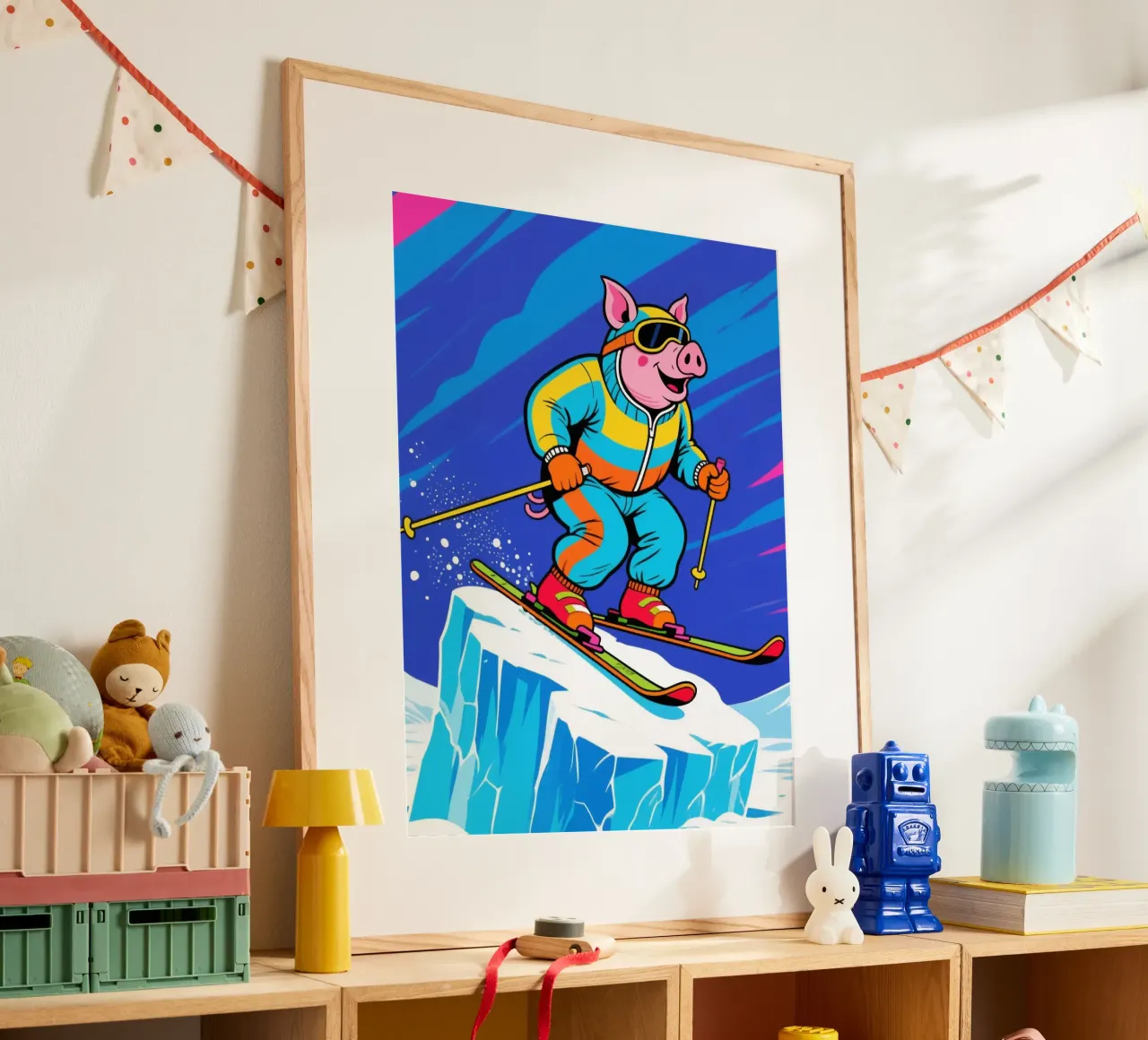 Sci a forma di maialino poster con telaio in plastica da knowledge