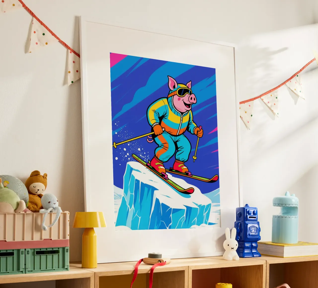 Sci a forma di maialino poster con telaio in plastica da knowledge