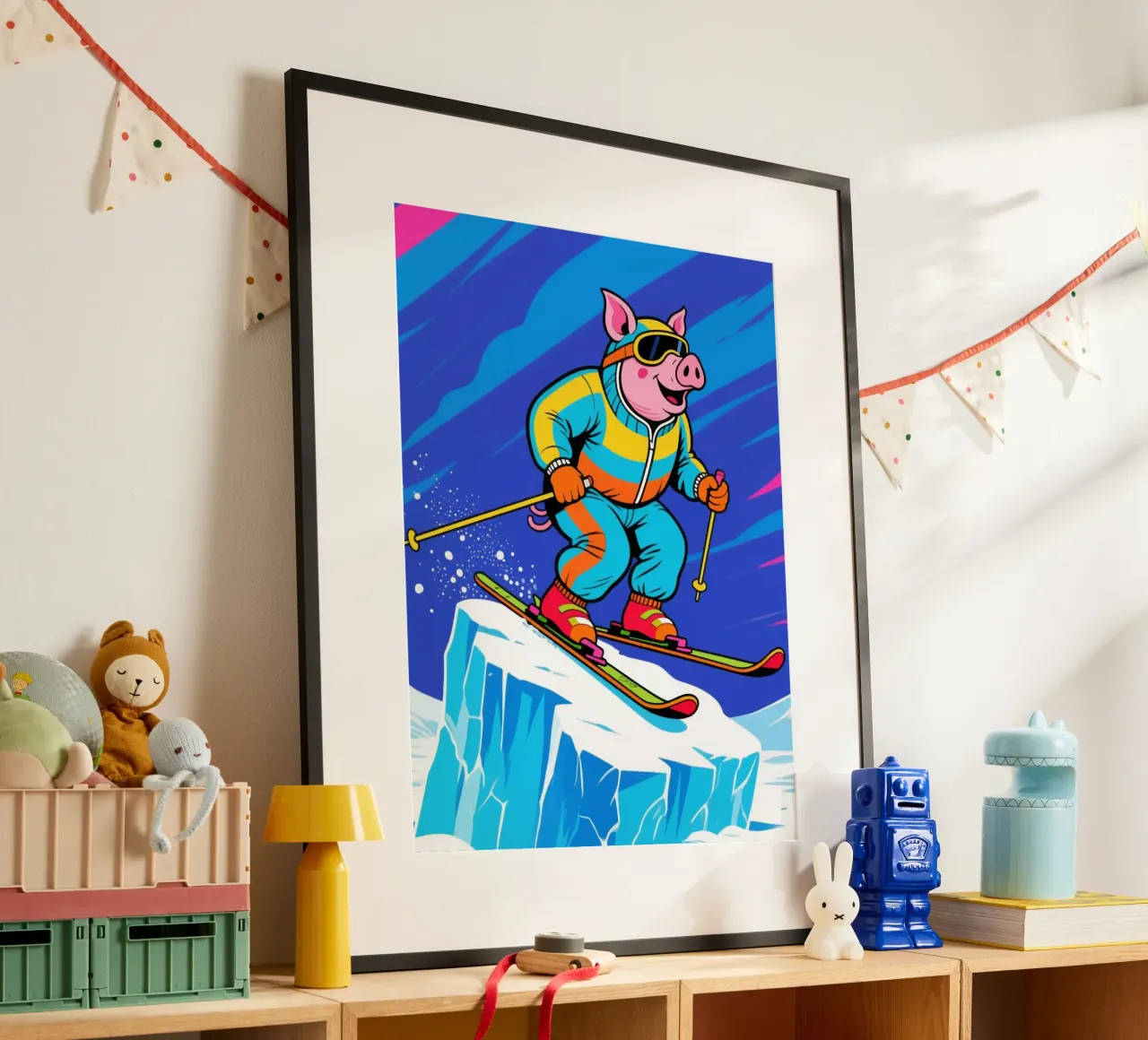 Sci a forma di maialino poster con telaio in plastica da knowledge
