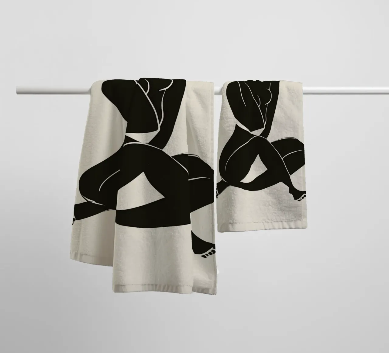 Nudo in nero 02 asciugamano da bagno da Little Dean