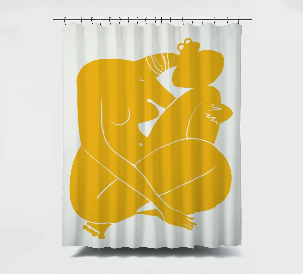 Nudo su giallo 03 tenda da doccia da Little Dean