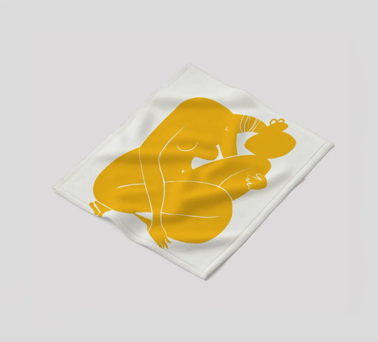 Nudo su giallo 03 coperta in pile da Little Dean