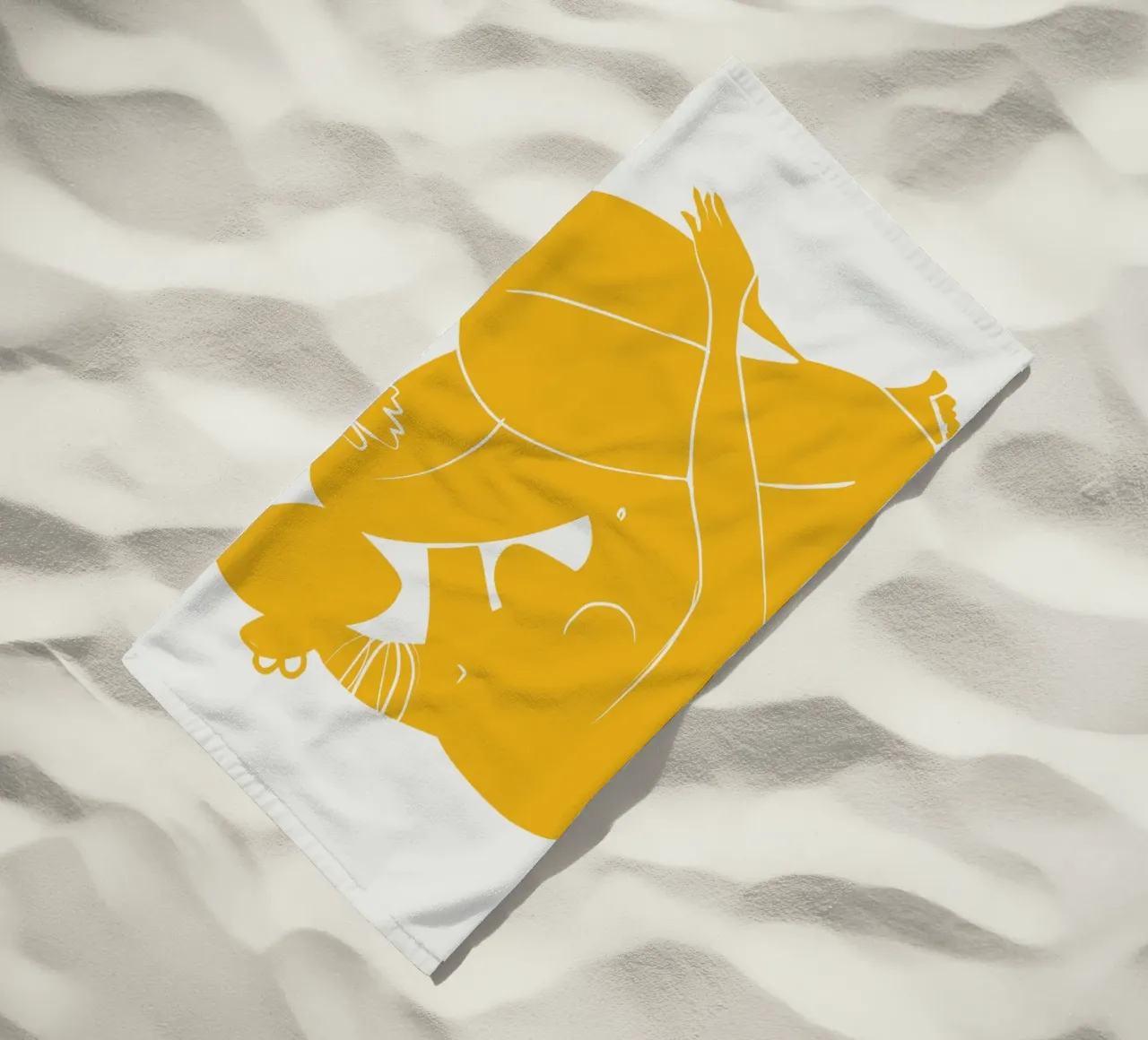Nudo su giallo 03 telo mare da Little Dean