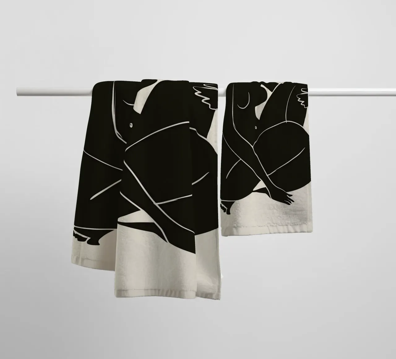 Nudo in nero 03 asciugamano da bagno da Little Dean