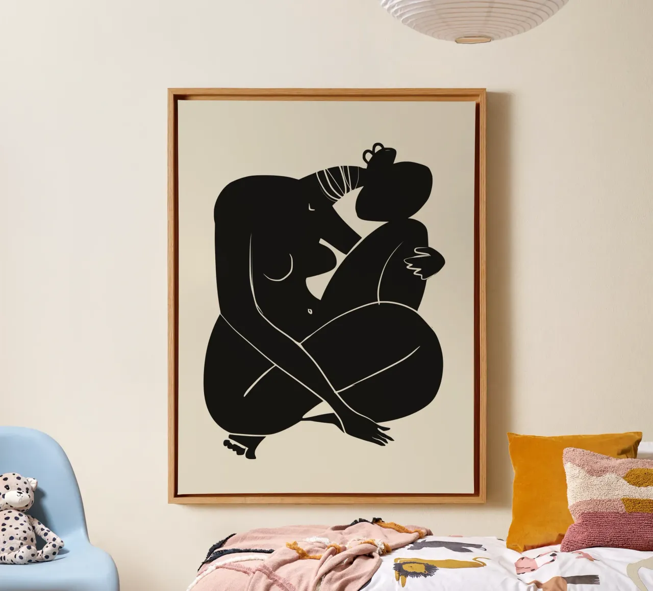 Nackt in Schwarz 03 Leinwand mit Schattenfugenrahmen von Little Dean