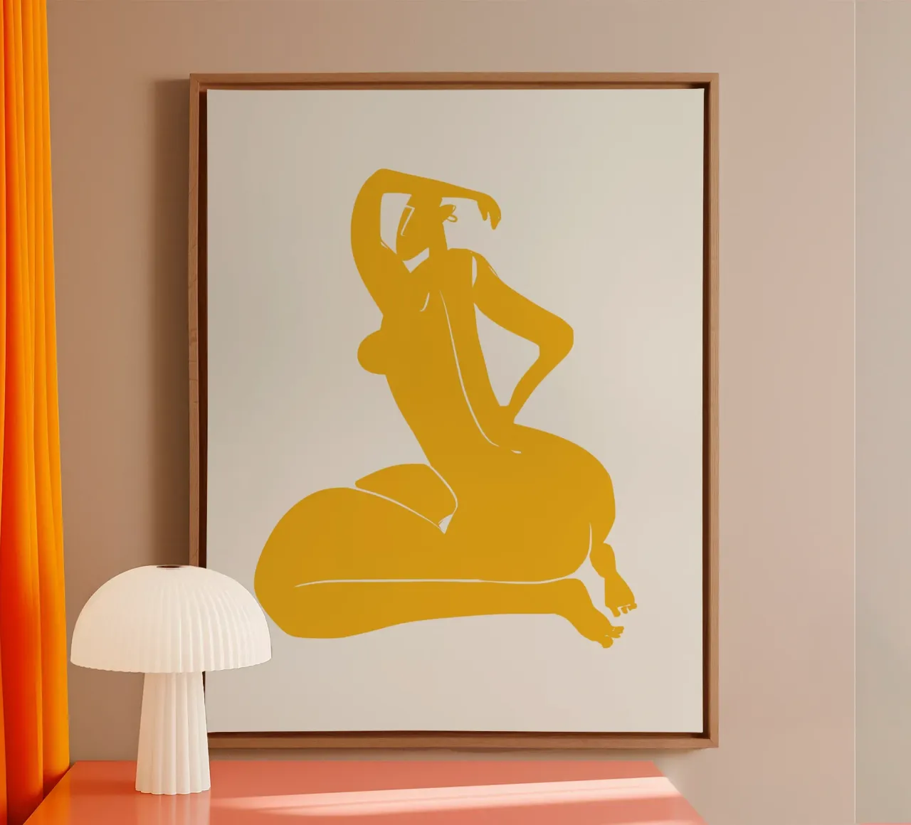 Nudo su giallo 04 tela con Cornice a cassetta da Little Dean
