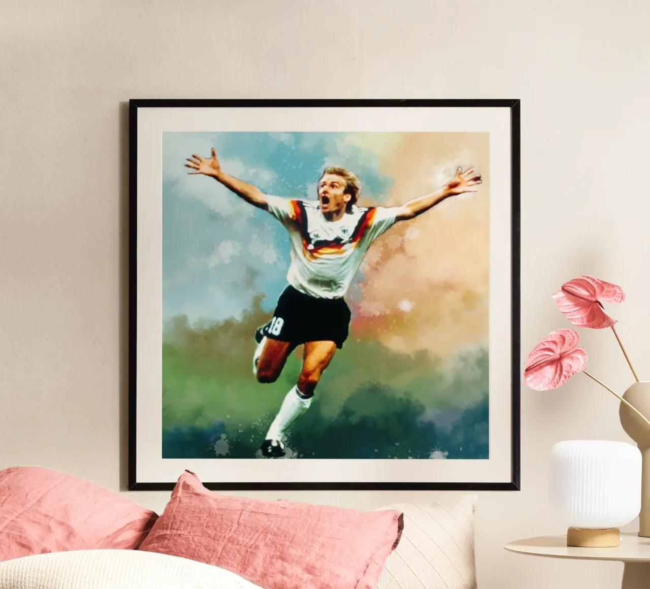 Celebrazione di Juergen Klinsmann poster con telaio in plastica da Lembayung art