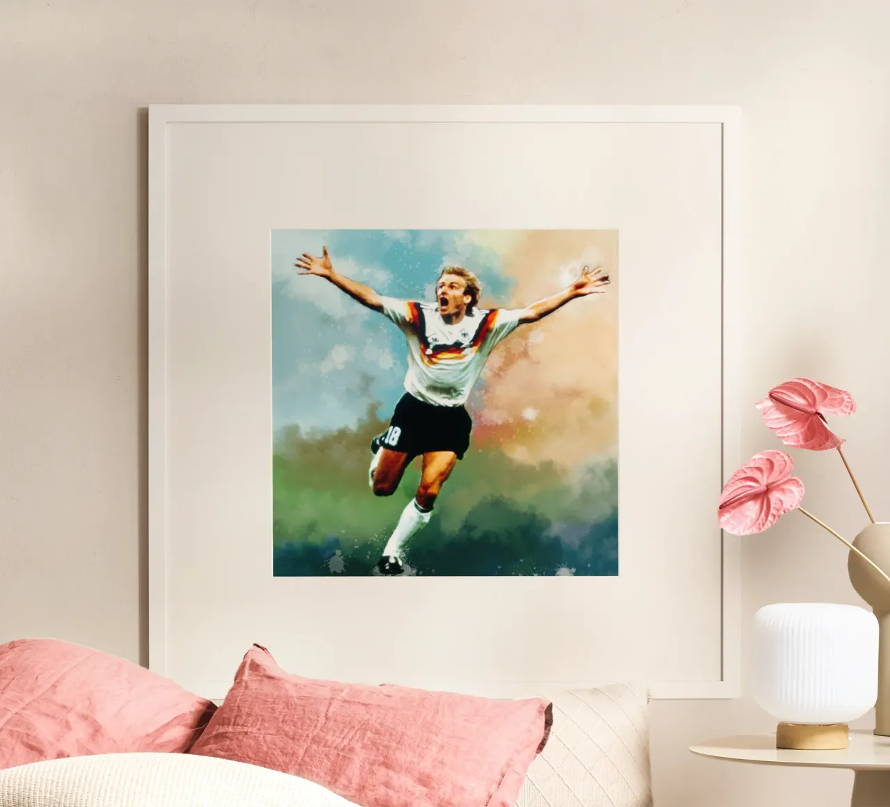 Celebrazione di Juergen Klinsmann poster con telaio in plastica da Lembayung art