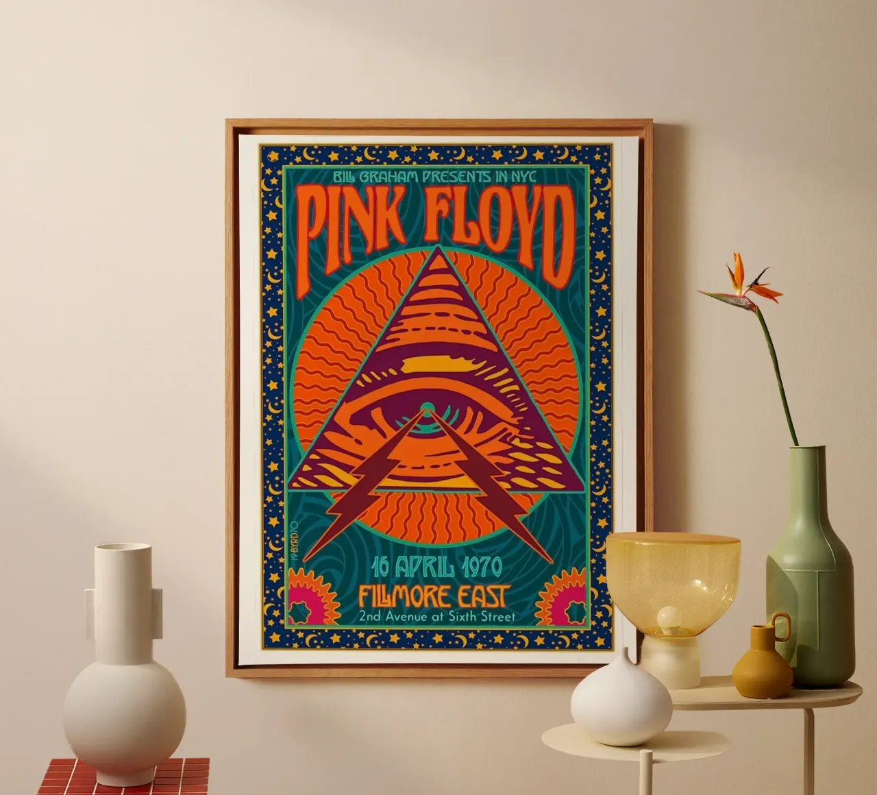 Spettacolo dei Pink Floyd al Fillmore nel 1970 tela con Cornice a cassetta da Donna Parker