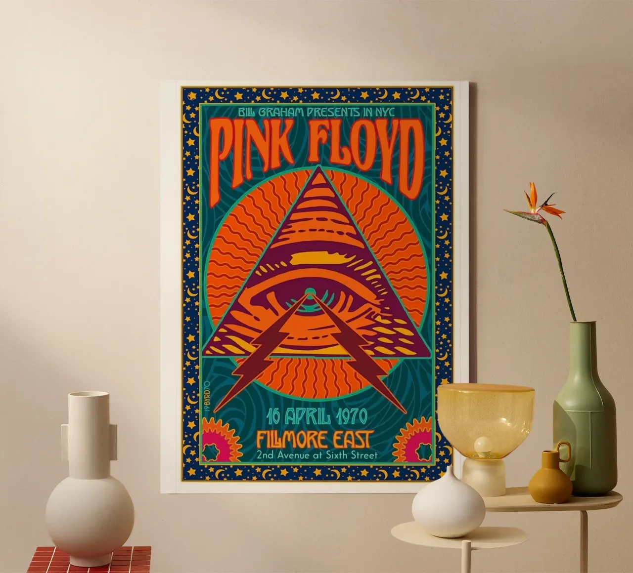 Spettacolo dei Pink Floyd al Fillmore nel 1970 tela con Cornice a cassetta da Donna Parker