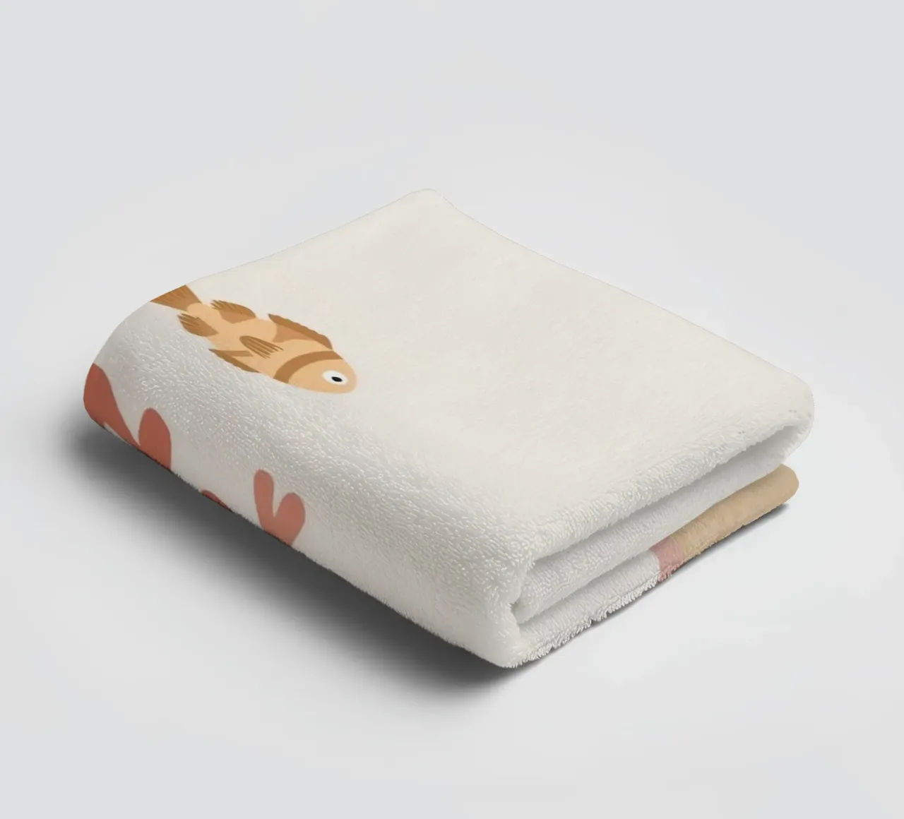 Cute Two Clownfish with Coral and Seabed towel by DesignDoodle