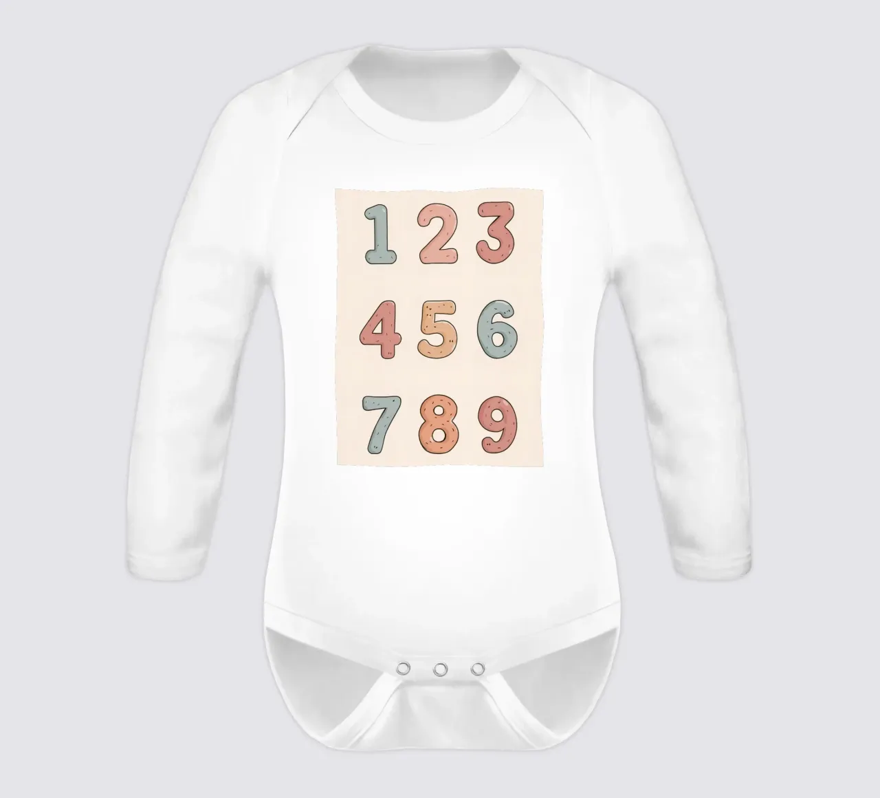 Cijfers voor kleuteronderwijs gerangschikt babyrompertje lange mouwen van DesignDoodle