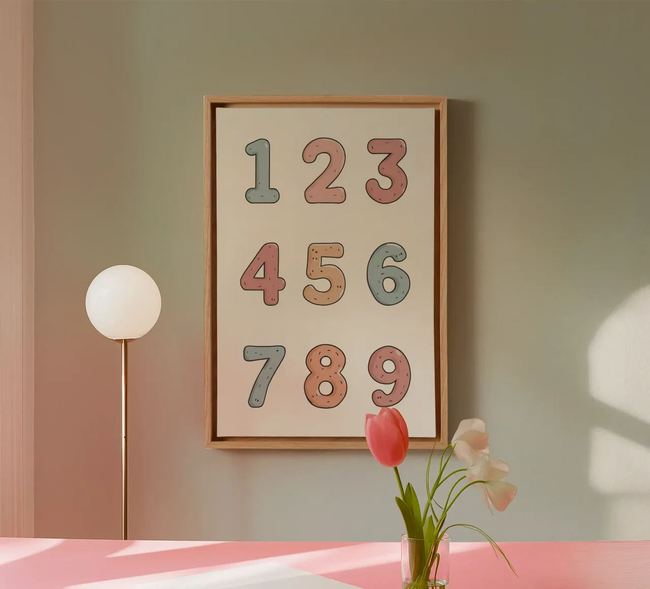Numeri didattici dell'asilo nido disposti tela con Cornice a cassetta da DesignDoodle