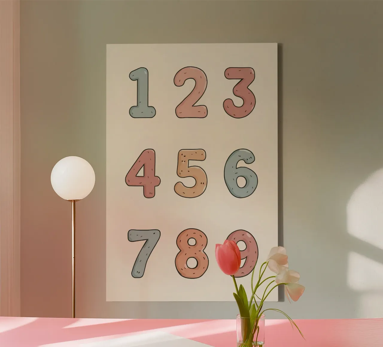 Numeri didattici dell'asilo nido disposti tela con Cornice a cassetta da DesignDoodle