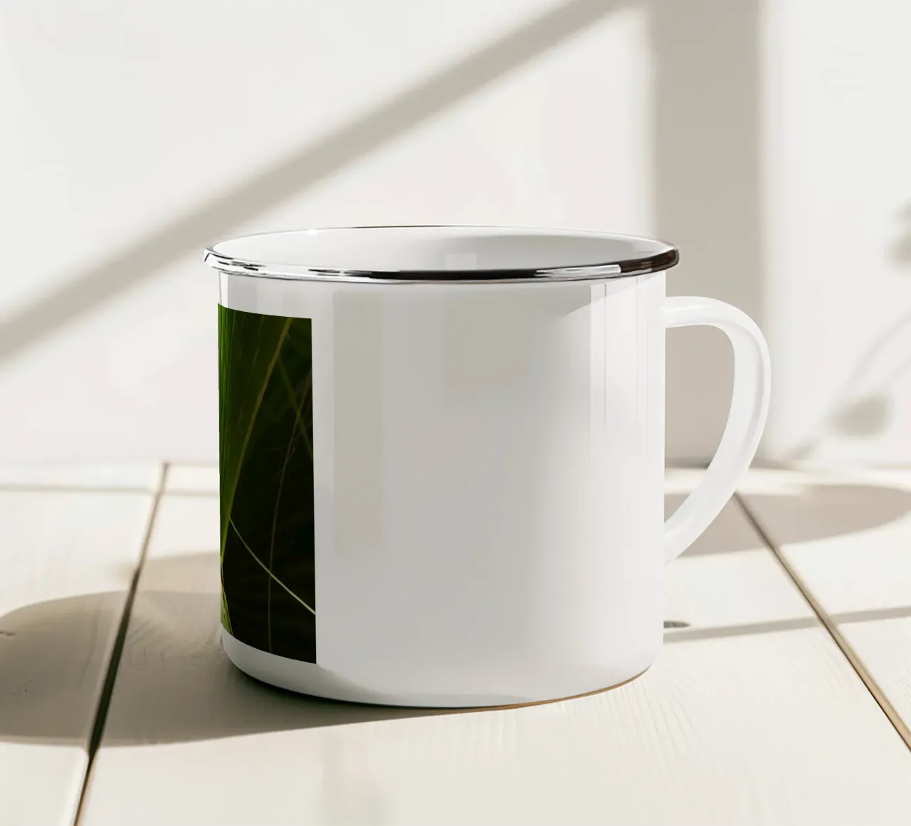 Ventaglio di palma tazza in smalto da lesuki