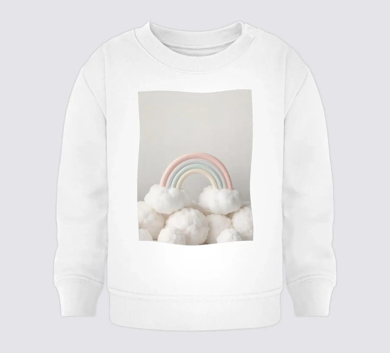 Simpatico arcobaleno pastello con nuvole bianche e soffici felpa neonato da DesignDoodle