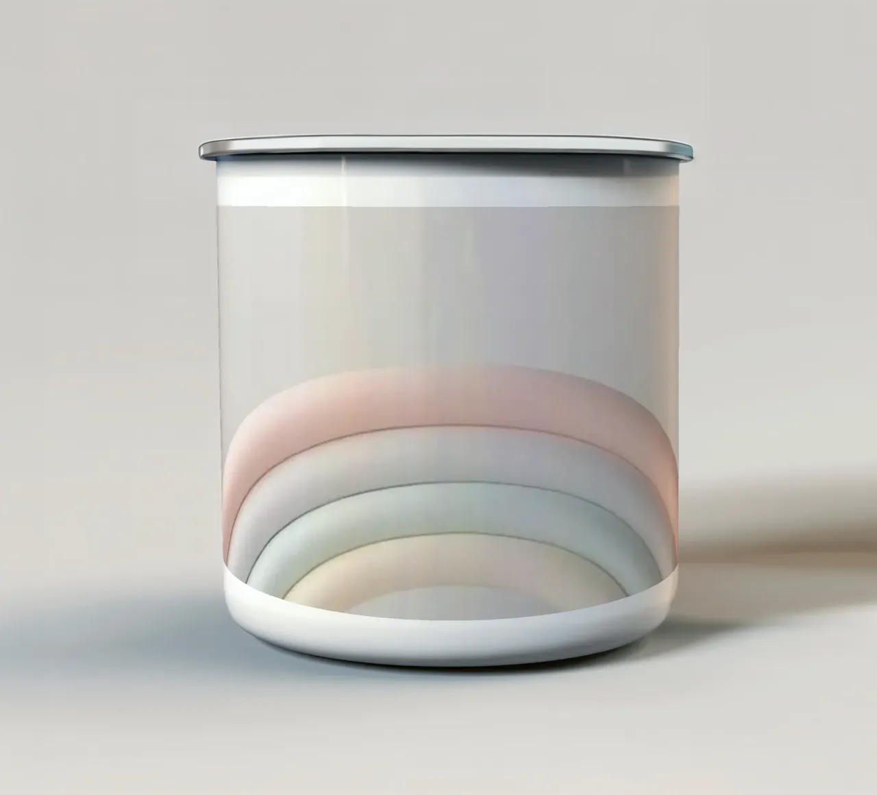 Simpatico arcobaleno pastello con nuvole bianche e soffici tazza in smalto da DesignDoodle