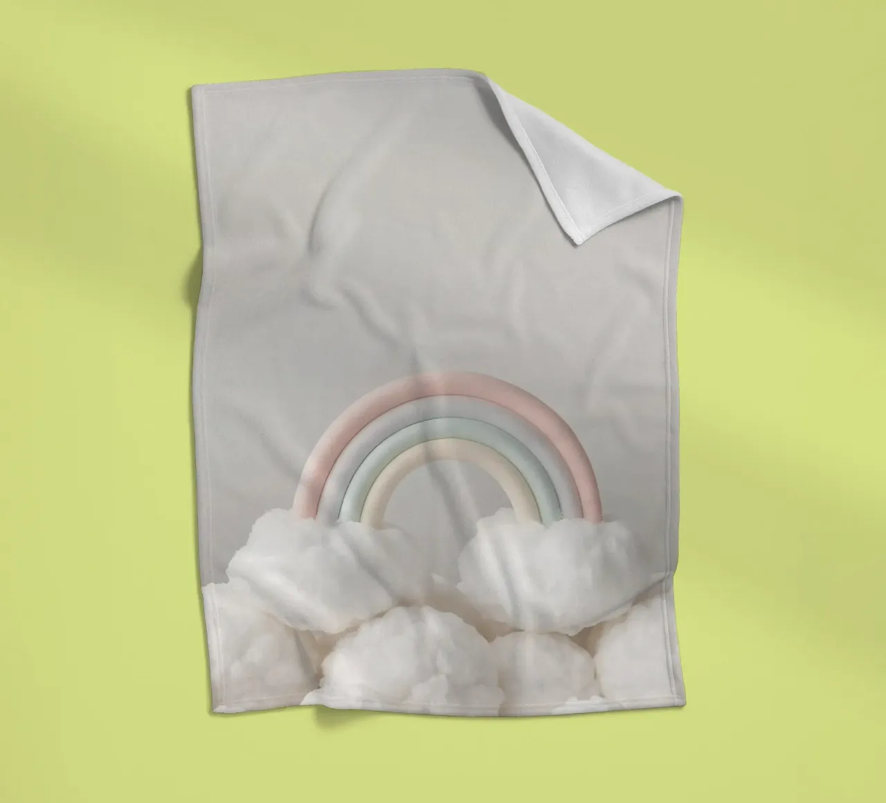 Simpatico arcobaleno pastello con nuvole bianche e soffici coperta in pile da DesignDoodle