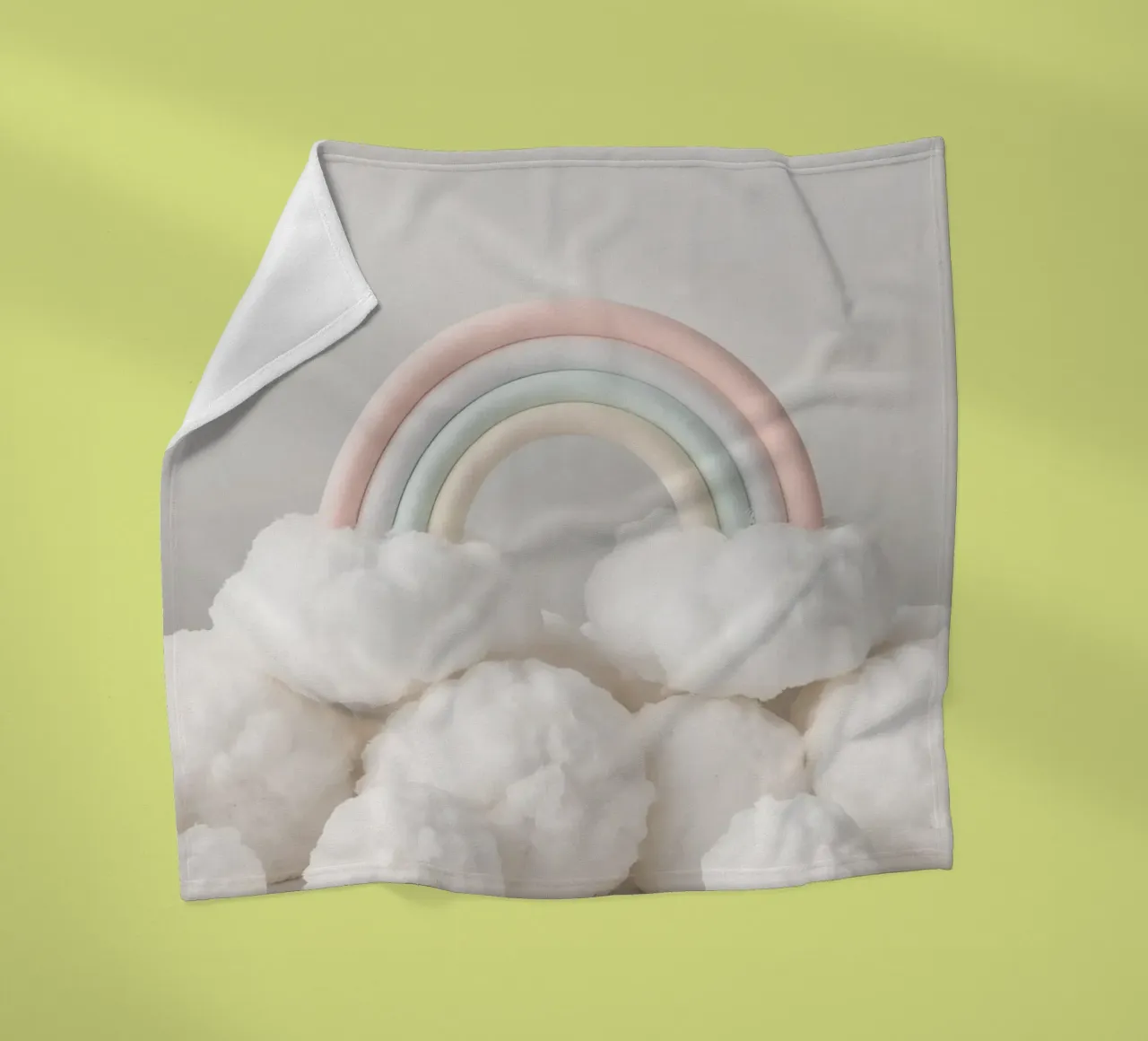 Simpatico arcobaleno pastello con nuvole bianche e soffici coperta in pile da DesignDoodle
